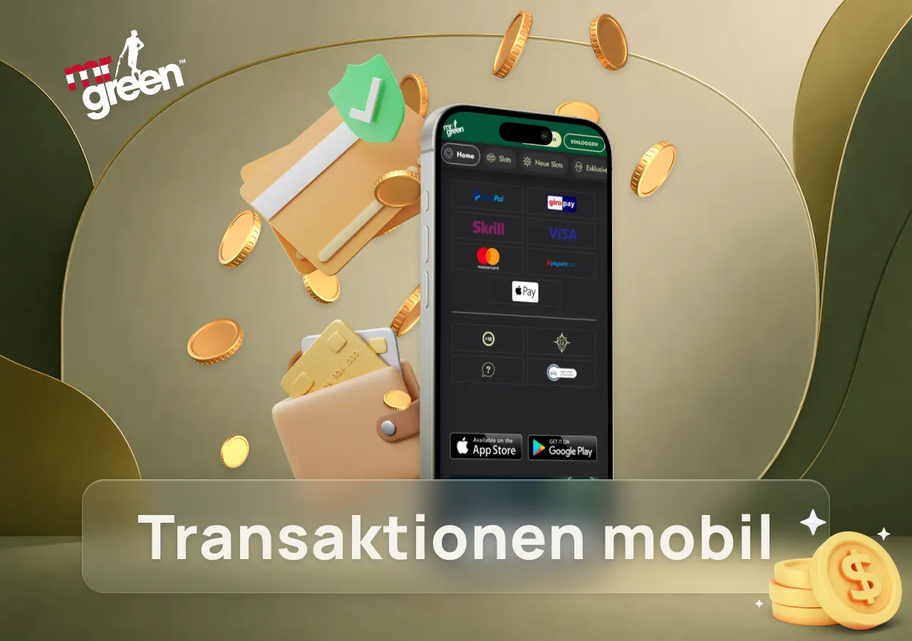 Smartphone mit verfügbaren Zahlungsmethoden für Ein- und Auszahlungen